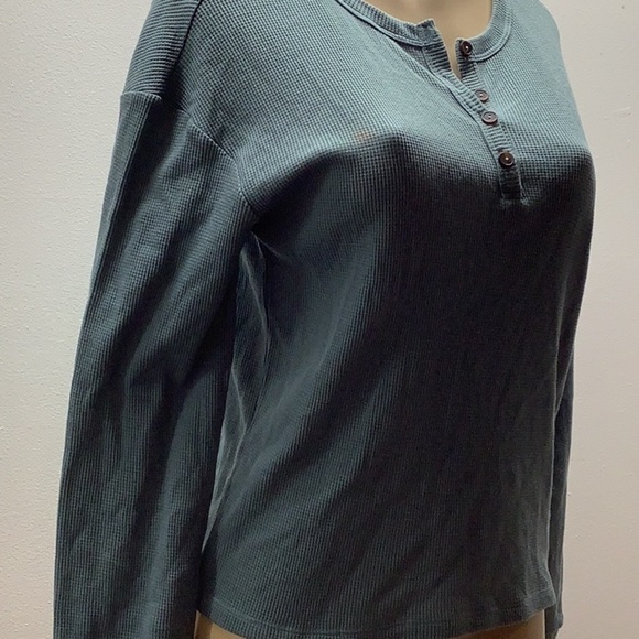 Homegirl Society Teal Long Sleeve Henley Top. New W/Tags. Has 2 Spots As Shown. - Picture 2 of 7